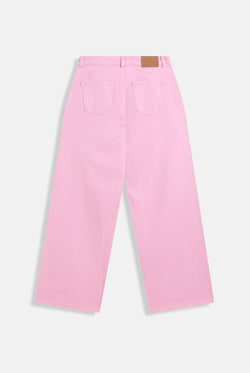 Displays the Pink Wash 'Juicy' branded Diamanté wide leg jeans 