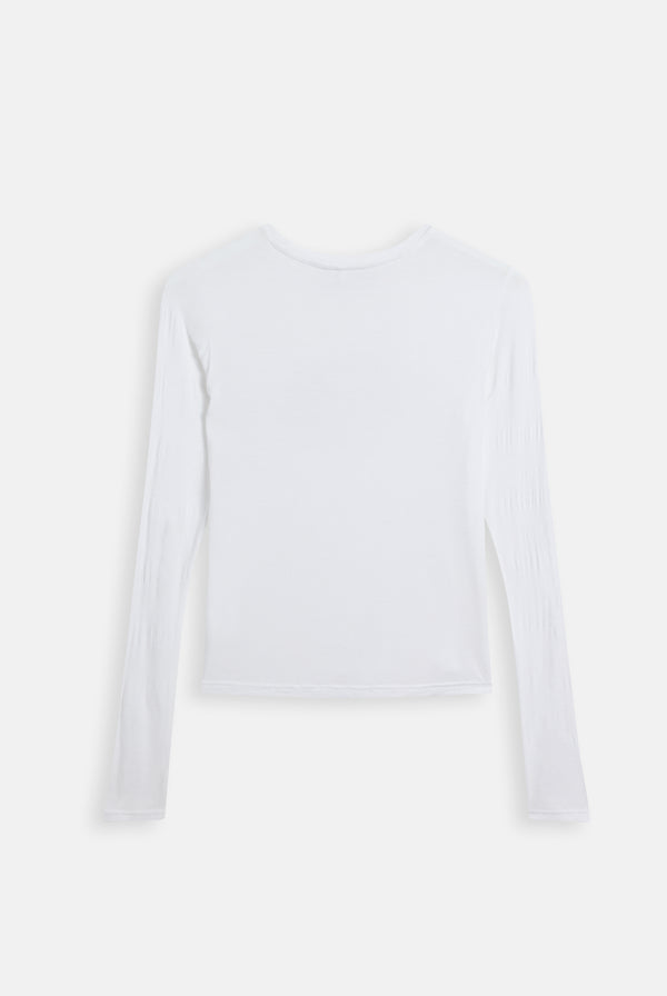 Displays the White 'Juicy' branded Diamanté Dog Crest Long Sleeve T-Shirt