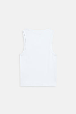 Displays the White Diamanté 'Juicy' branded Dog Crest vest
