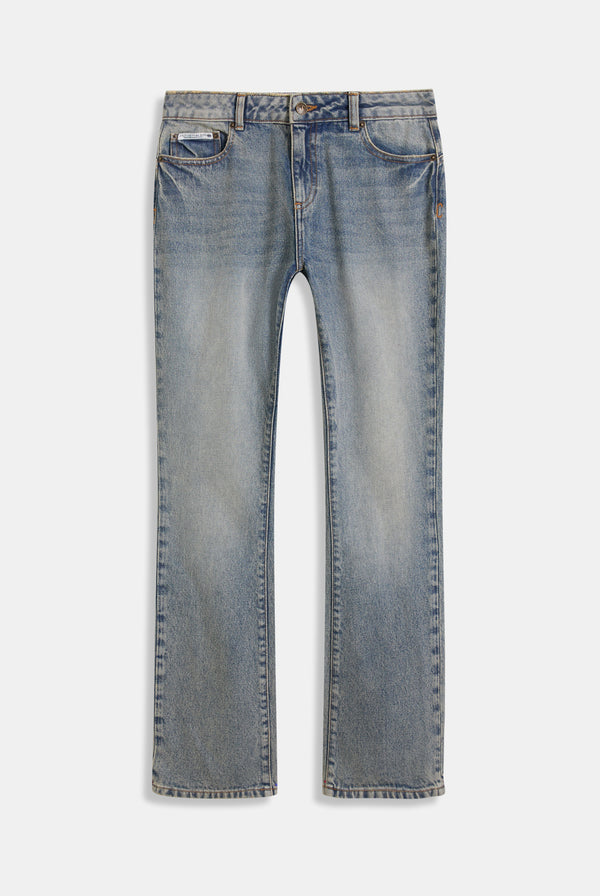 VINTAGE WASH DOG CREST BOOTCUT JEANS