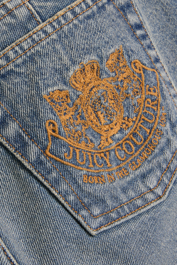 VINTAGE WASH DOG CREST BOOTCUT JEANS