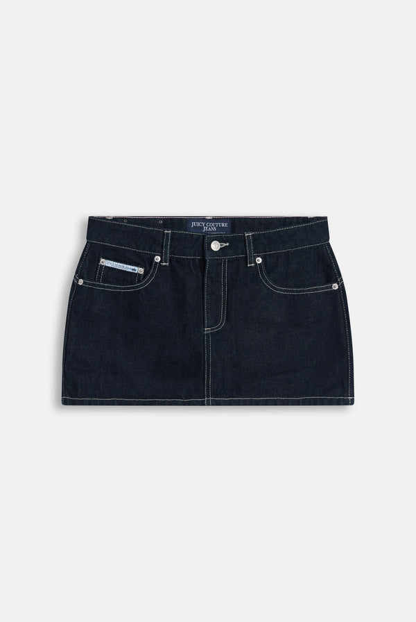 Indigo Denim Dog Crest Mini Skirt