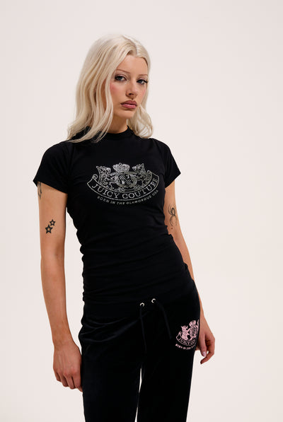 BLACK DOG CREST DIAMANTE TSHIRT