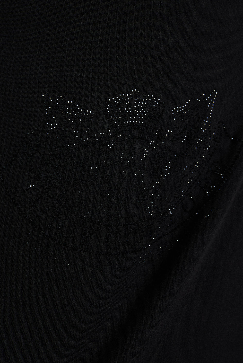 Displays the Black 'Juicy' branded Diamanté Dog Crest Long Sleeve T-Shirt featuring the juicy logo branding