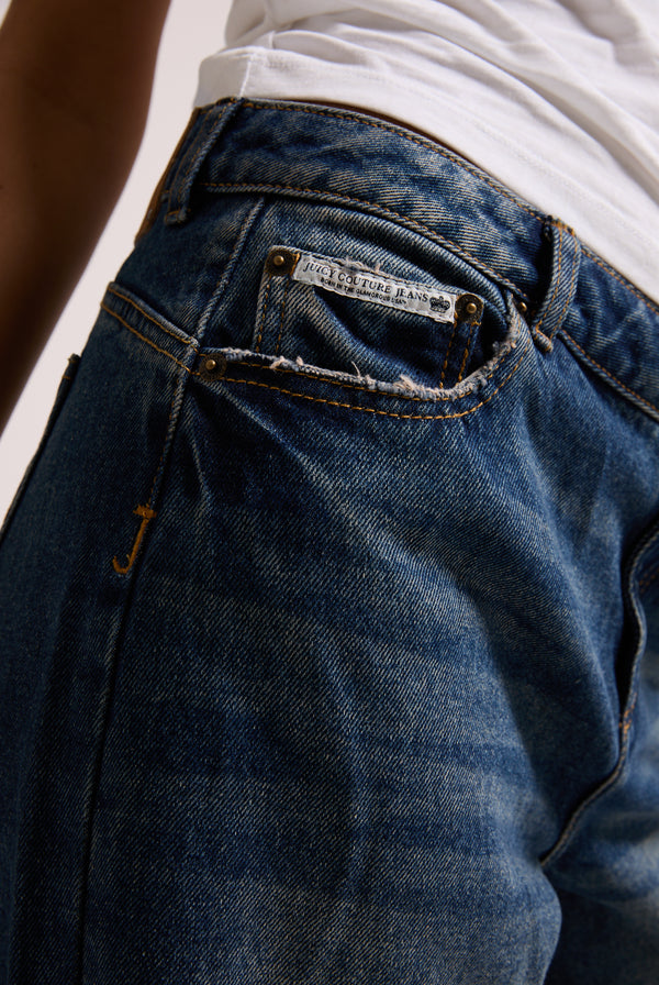 VINTAGE WASH MID RISE WIDE LEG JEAN