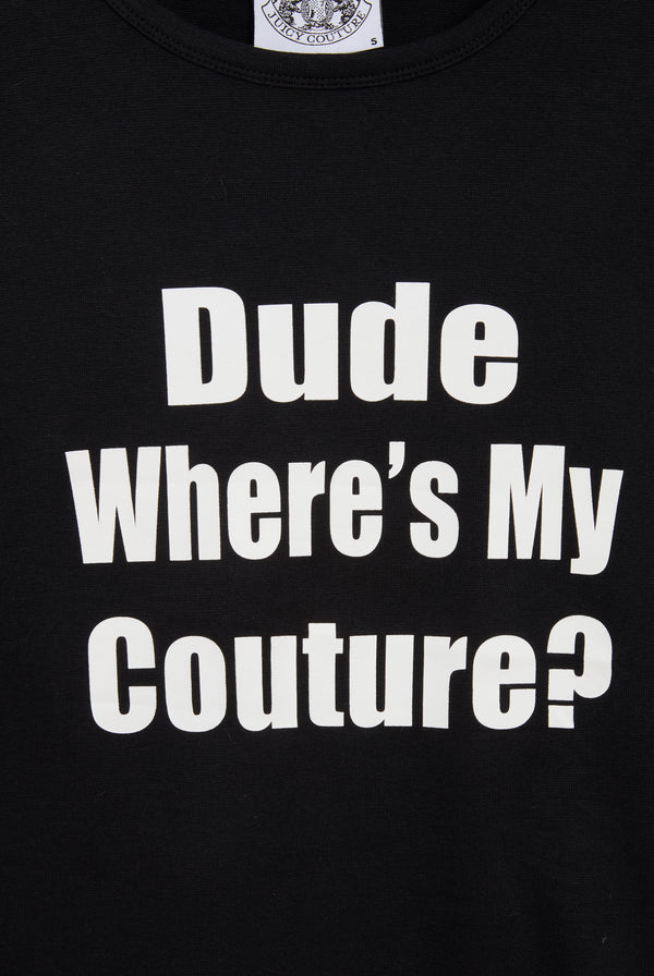 THE ICONS / BLACK 'DUDE WHERE'S MY COUTURE' LONG SLEEVE TEE