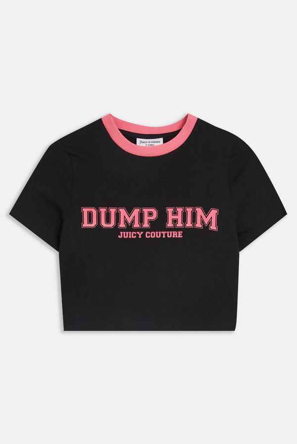 BLACK DUMP HIM CROP TEE