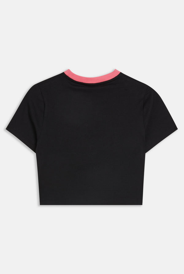 BLACK DUMP HIM CROP TEE