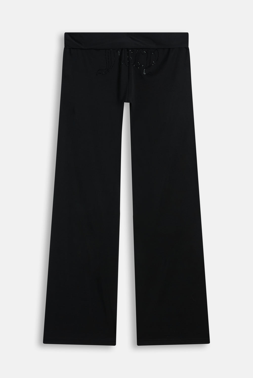 Displays the Black 'Juicy' branded Belted Flare Trousers