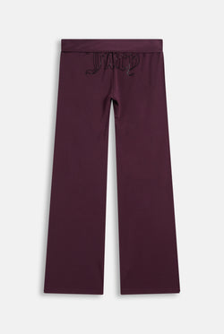 Displays the Winetasting 'Juicy' branded Belted Flare Trousers