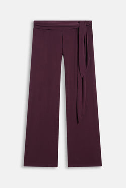Displays the Winetasting 'Juicy' branded Belted Flare Trousers