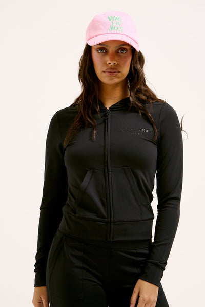 BLACK PEACHED ACTIVE FITTED HOODIE