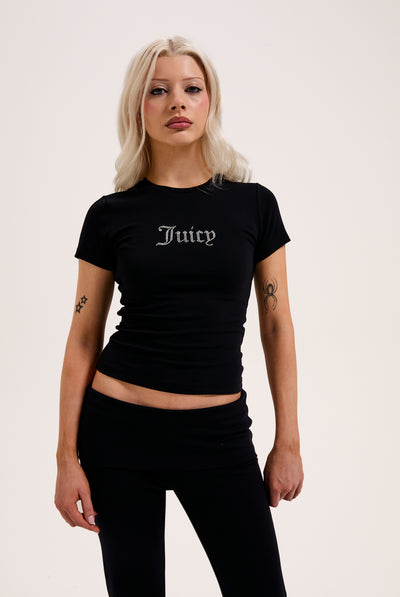 BLACK DIAMANTE LOGO FITTED TEE