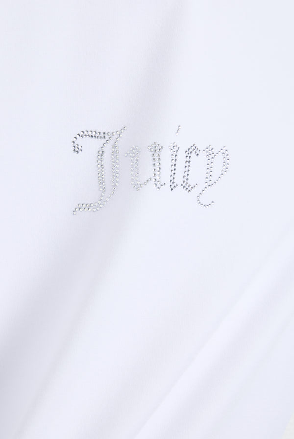 WHITE DIAMANTE LOGO FITTED TEE