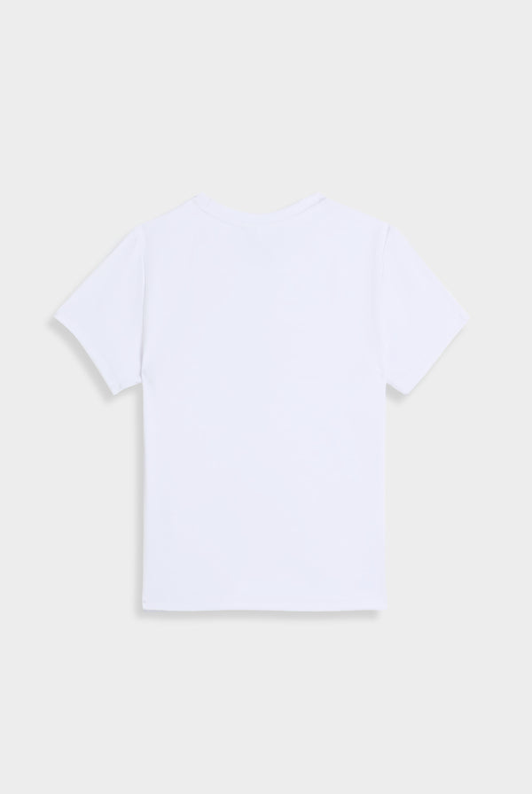 WHITE DIAMANTE LOGO FITTED TEE
