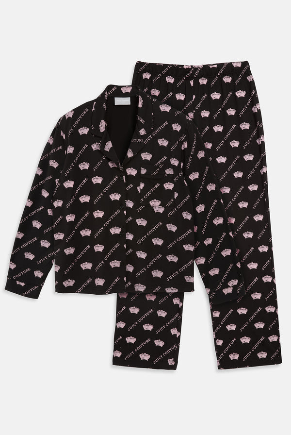 BLACK CROWN PYJAMA SHIRT & TROUSER SET