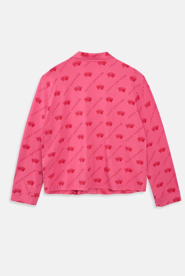 PINK LONG SLEEVE CROWN PYJAMA SHIRT