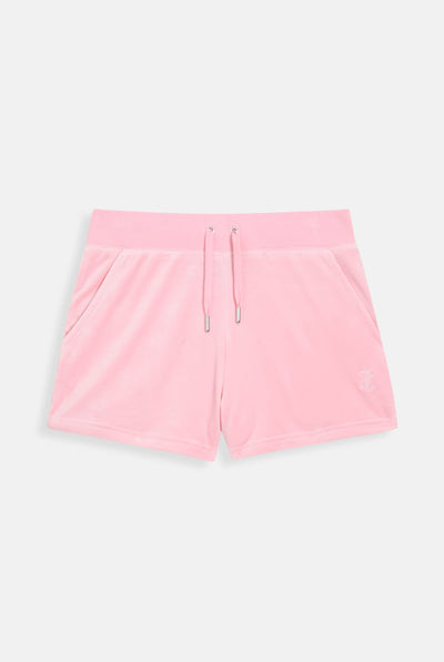 JUICY PINK CLASSIC VELOUR TRACK SHORT WITH BACK POCKET