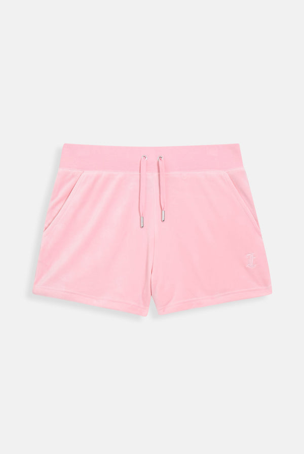 JUICY PINK CLASSIC VELOUR TRACK SHORT WITH BACK POCKET