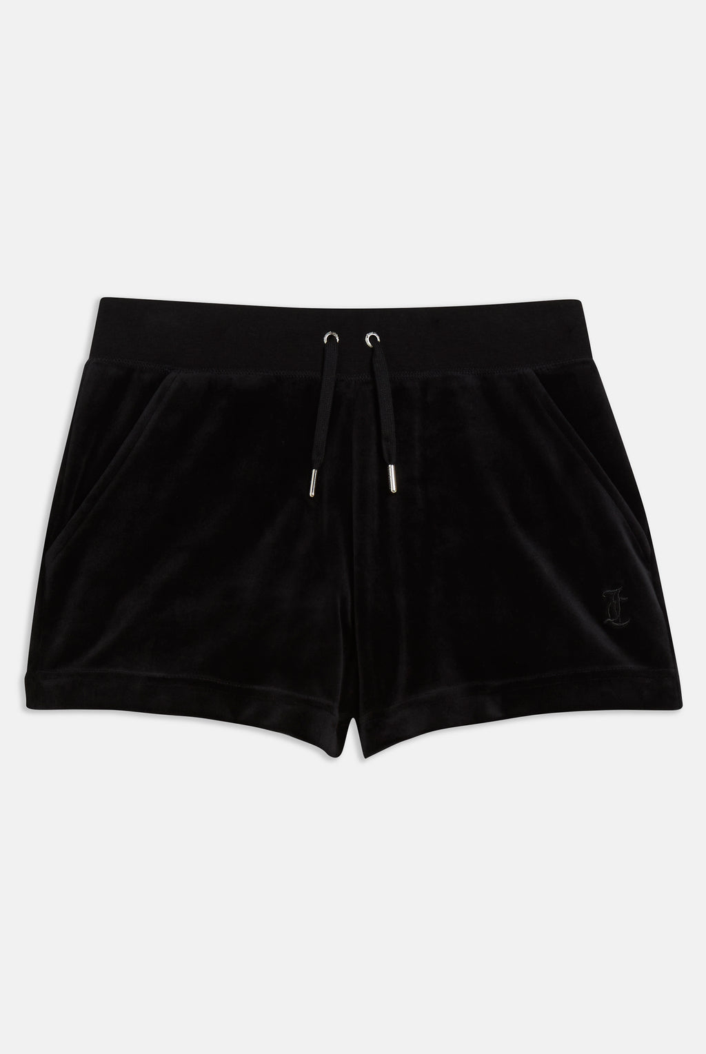 BLACK CLASSIC VELOUR TRACK SHORT WITH BACK POCKET