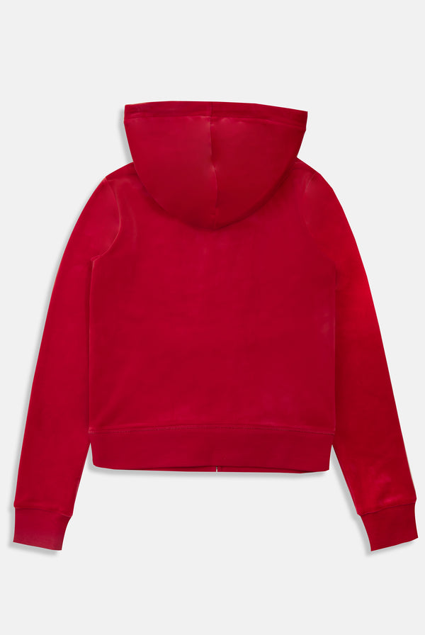 ASTOR RED DIAMANTE IMPACT CLASSIC VELOUR HOODIE