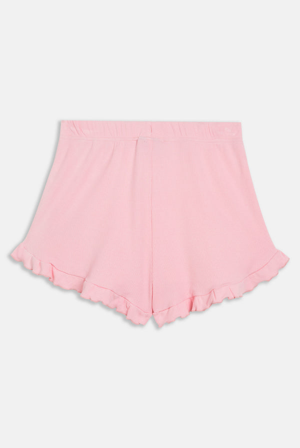 CANDY PINK HEART FRILLED SLEEP SHORTS
