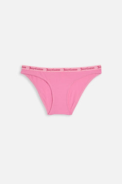 Displays the Pink 'Juicy' branded cotton brief included in the Multi 3 Pack