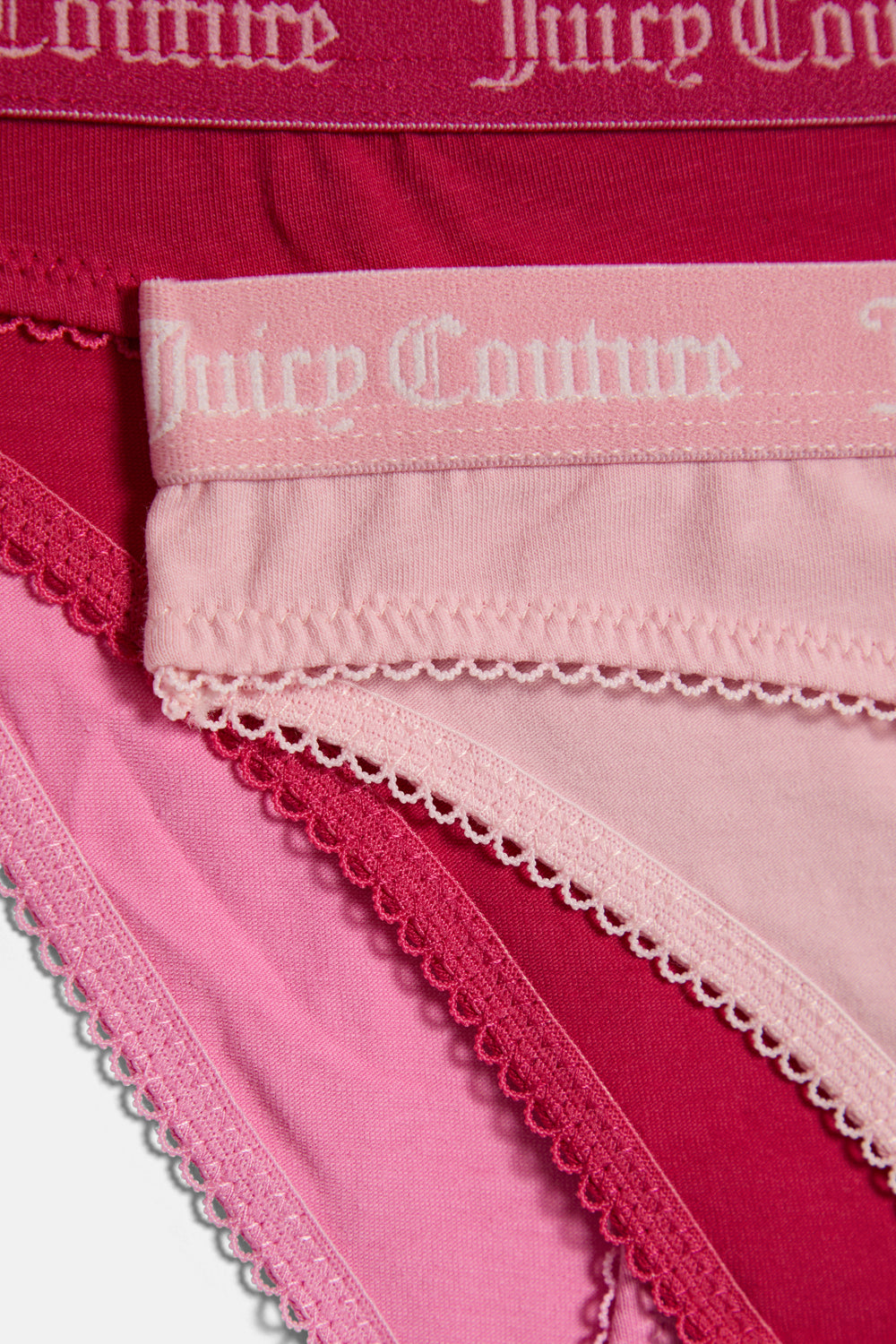 Displays the 'Juicy' branded Cotton briefs included in the Multi 3 Pack 