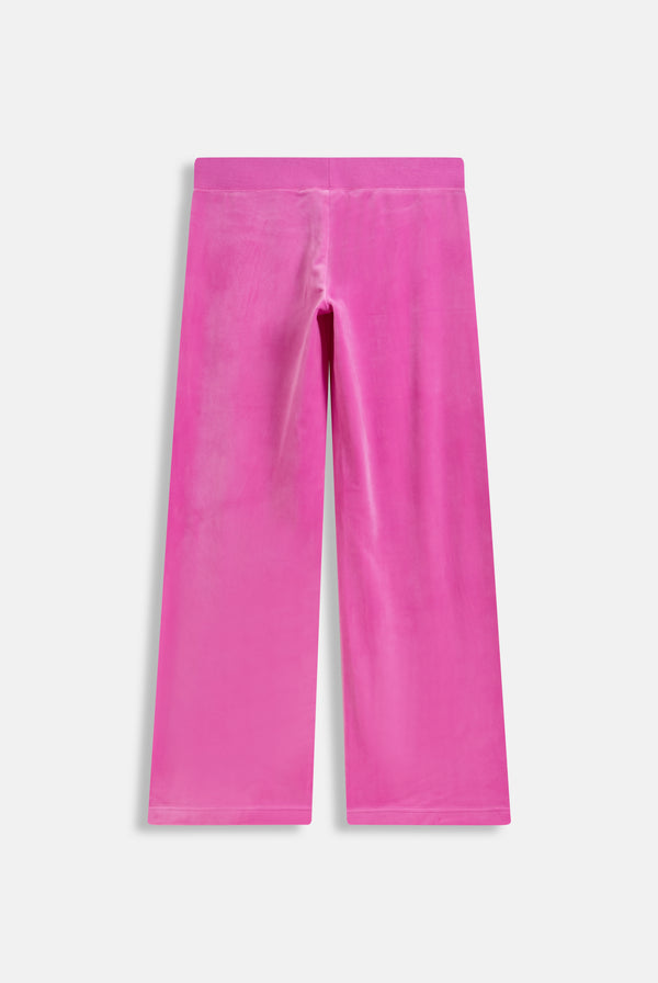 SUPER PINK DIAMANTE CROWN OG STRAIGHT LOW RISE VELOUR BOTTOMS