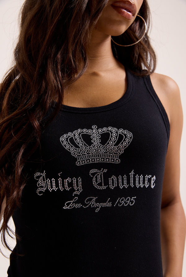 BLACK RIBBED DIAMANTE CROWN VEST