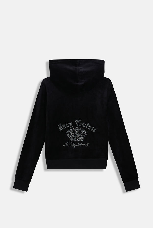 BLACK CROWN DIAMANTE CLASSIC VELOUR HOODIE