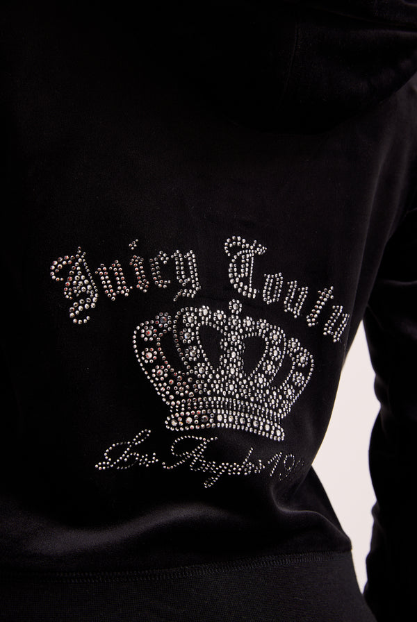 BLACK CROWN DIAMANTE CLASSIC VELOUR HOODIE