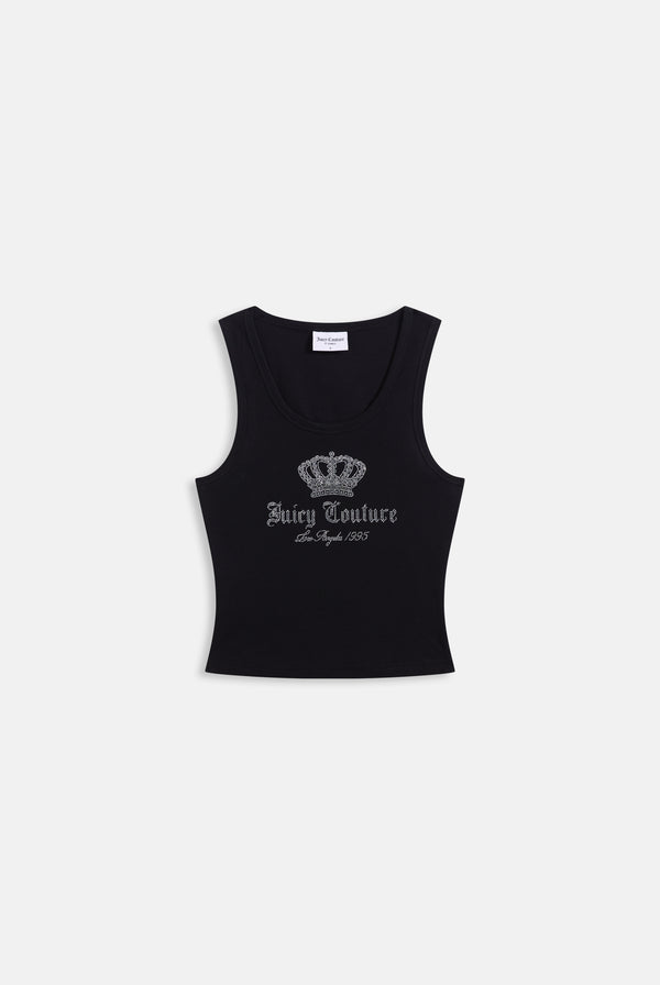 BLACK RIBBED DIAMANTE CROWN VEST