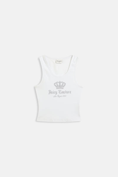 WHITE RIBBED DIAMANTE CROWN VEST
