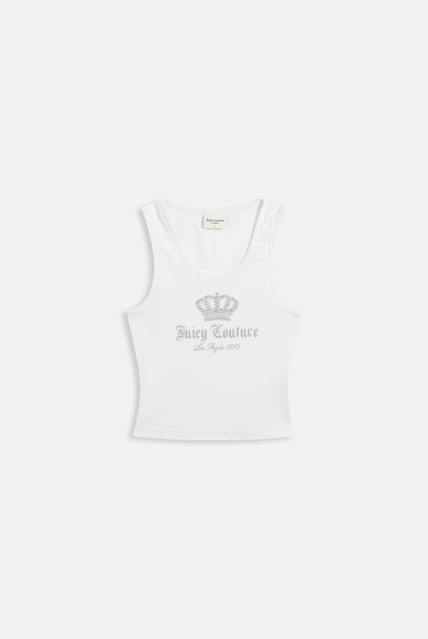 WHITE RIBBED DIAMANTE CROWN VEST