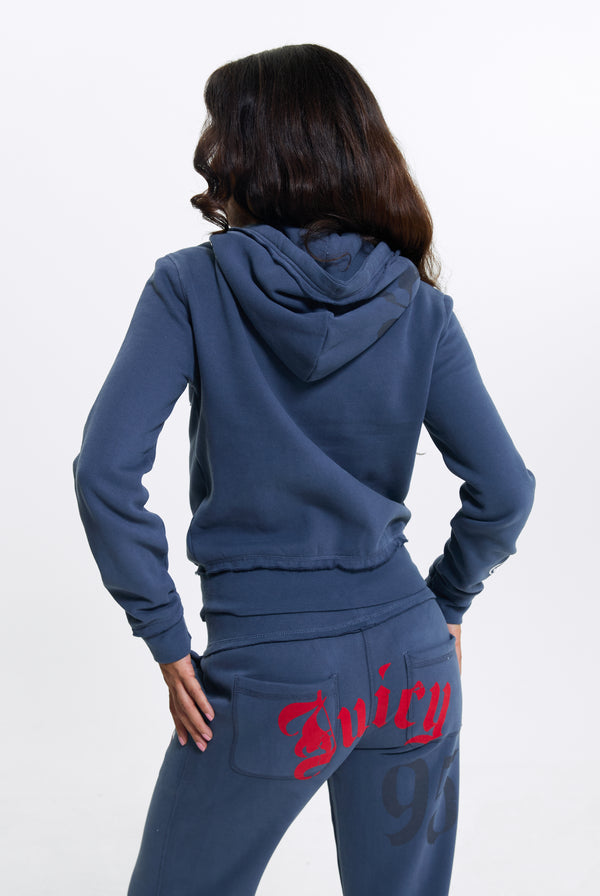MOOD INDIGO LONGLINE FLEECE ZIP THROUGH HOODIE