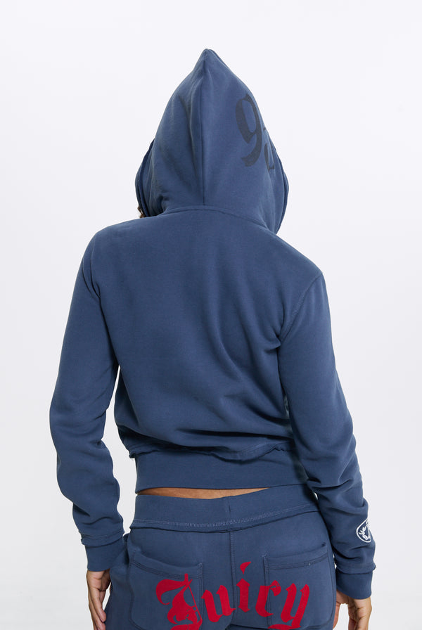 MOOD INDIGO LONGLINE FLEECE ZIP THROUGH HOODIE