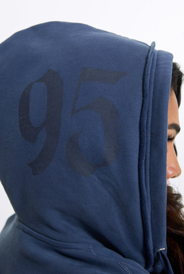 MOOD INDIGO LONGLINE FLEECE ZIP THROUGH HOODIE