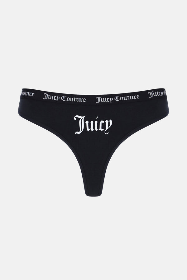Black JUICY COUTURE Cotton Logo Thong - JD Sports Global