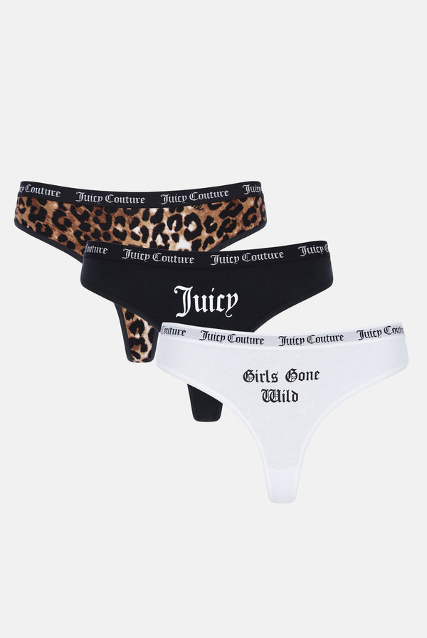 3 PACK COTTON POP GRAPHIC THONG – Juicy Couture UK