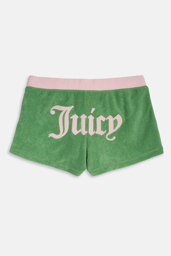 PEPPERMINT APPLIQUE TERRY BOOTY SHORTS
