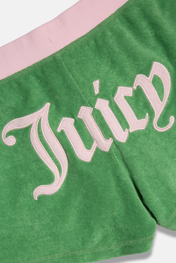 PEPPERMINT APPLIQUE TERRY BOOTY SHORTS