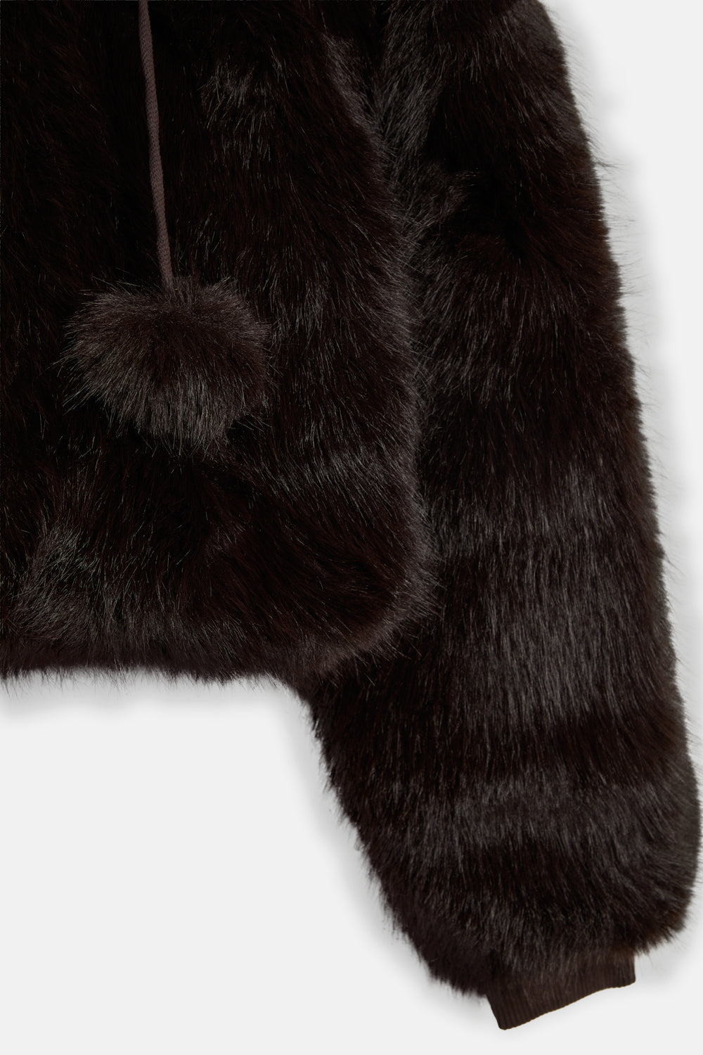Displays the Java 'Juicy' branded Hooded Faux Fur Jacket