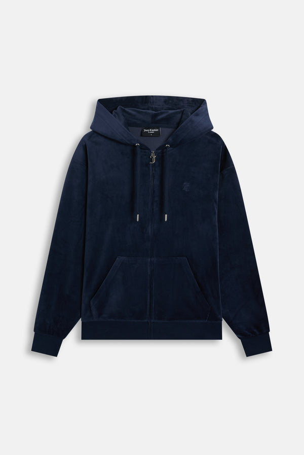 Displays the Night Sky 'Juicy' branded classic velour oversized hoodie 