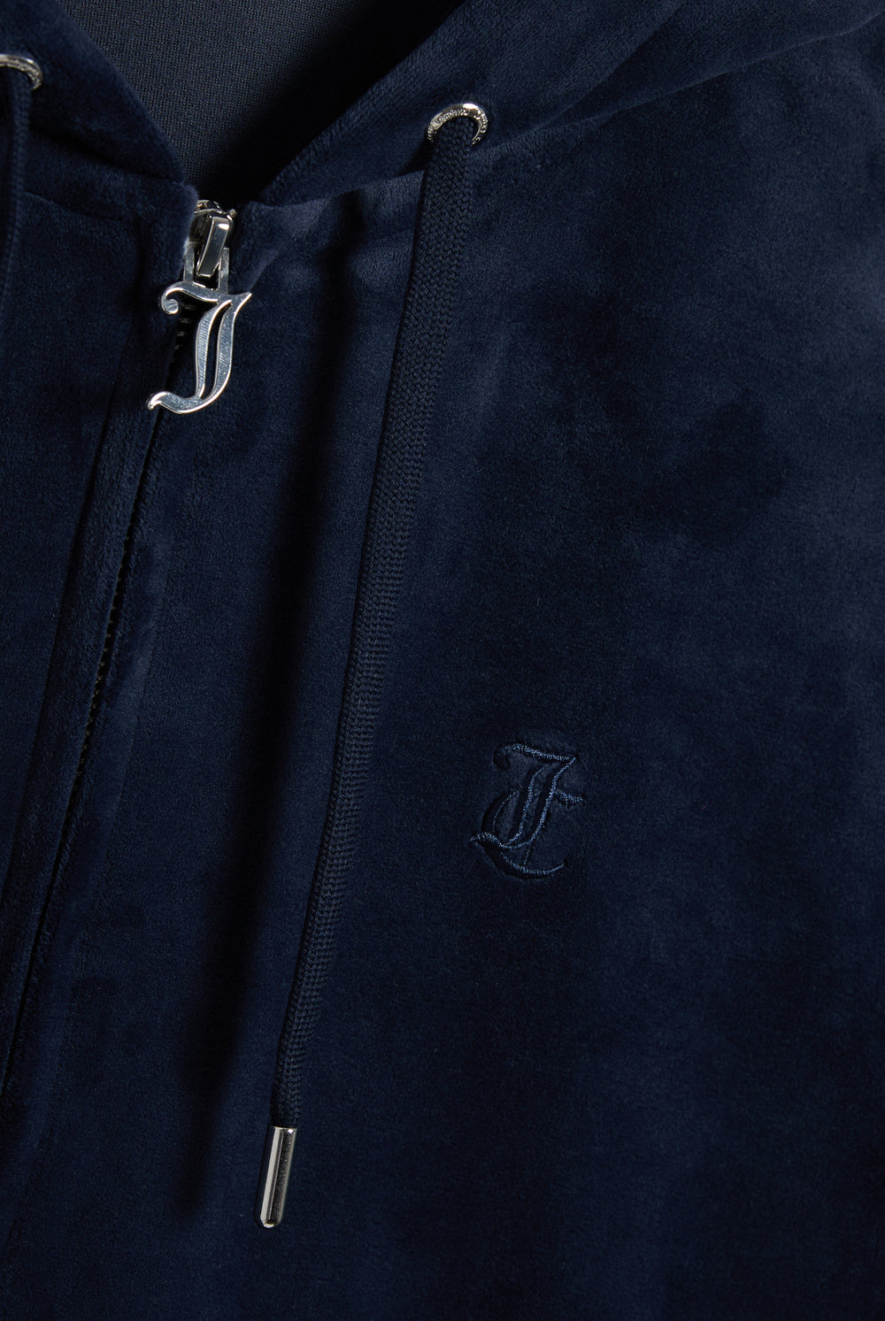 Displays the Night Sky 'Juicy' branded classic velour oversized hoodie featuring the Juicy couture branding 