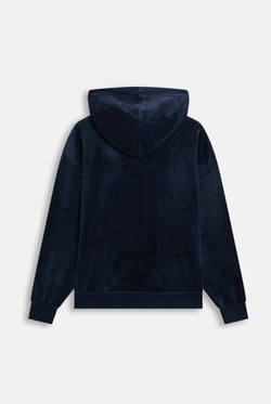 Displays the Night Sky 'Juicy' branded classic velour oversized hoodie 