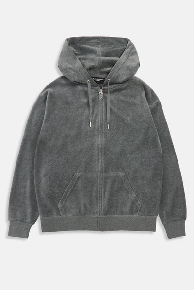 CHARCOAL MARL COTTON VELOUR OVERSIZED HOODIE