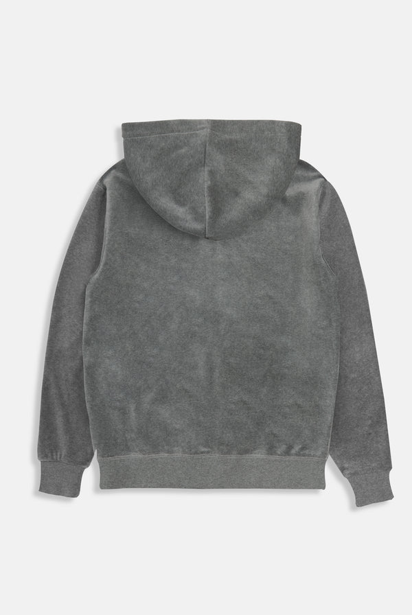 CHARCOAL MARL COTTON VELOUR OVERSIZED HOODIE