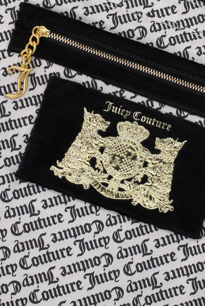 BLACK VELOUR EMBROIDERED TOTE BAG