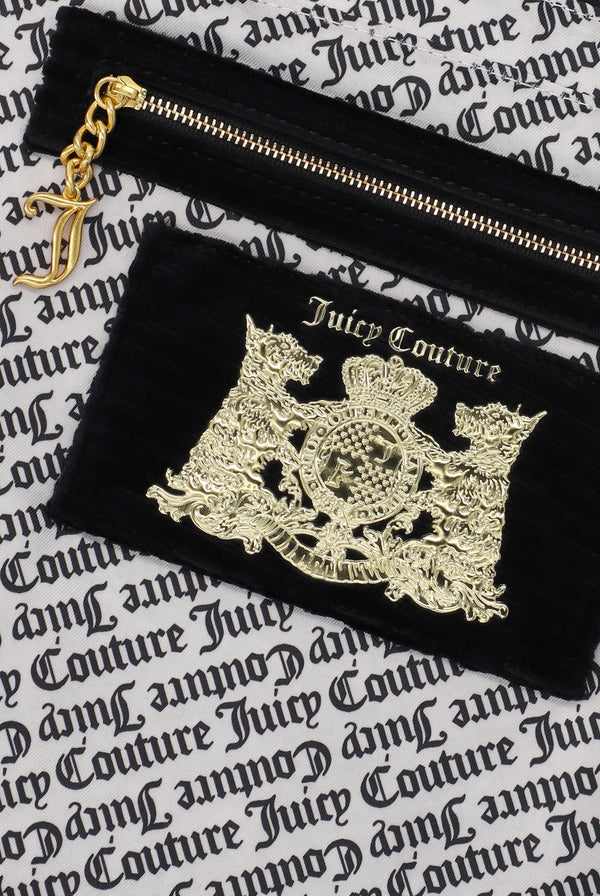 BLACK VELOUR EMBROIDERED TOTE BAG